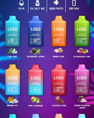 OEM Vape van 15ml 650mAh Rubber die 6000 Rookwolken Beschikbare Peul schilderen