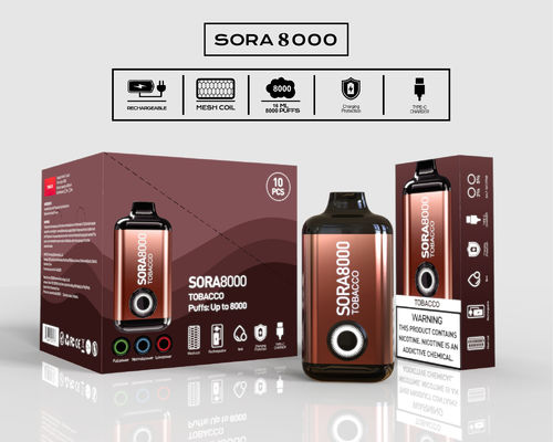 Sora 8000 Puffs Wegwerp Vape Pen Ecig Met 0/20/30/50mg Nicotine Zout