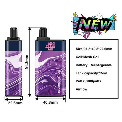 van de Rookwolkvape van 15ml 5000puffs Mesh Coil E Cig de Grote van het de Bosbessenijs Beschikbare Peul 950mah