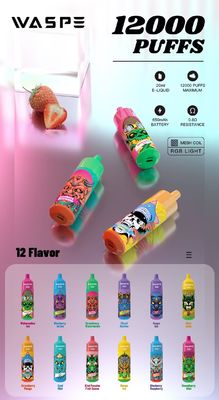 Waspe 12000 Puffs Oplaadbare Wegwerp Vape 20 ml Voorgevulde E-sap