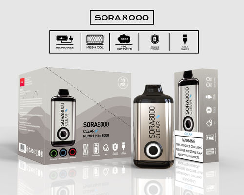Mesh Coil 650mah Voorafgevulde wegwerp vape 14ml 8000 puffs 0mg/20mg/50mg