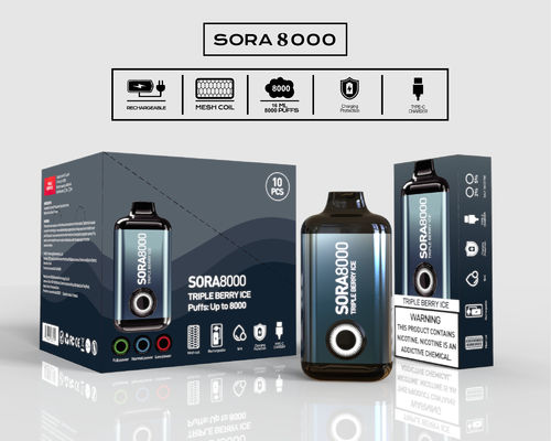 Sora 8000 Puffs Wegwerp Vape Pen Ecig Met 0/20/30/50mg Nicotine Zout