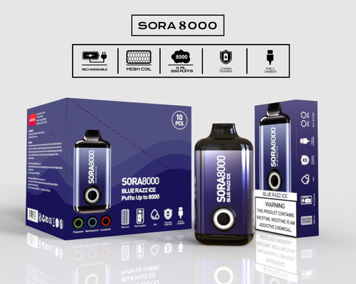 Sora 8000 Puffs 5% Nic Zout Voorgevulde Wegwerp Vape 14ml 1.1ohm Mesh Coil