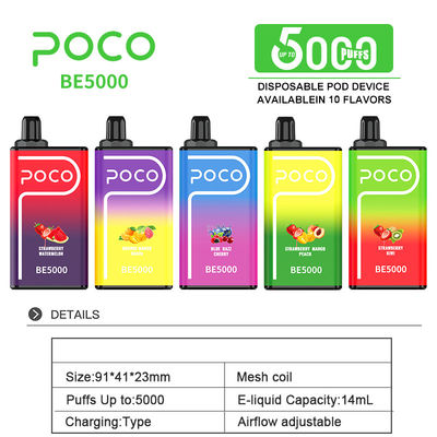 POCO BE5000 Puffs 50mg Nicotine Wegwerp Vape 14ml Voorgevulde sap 1200mAh