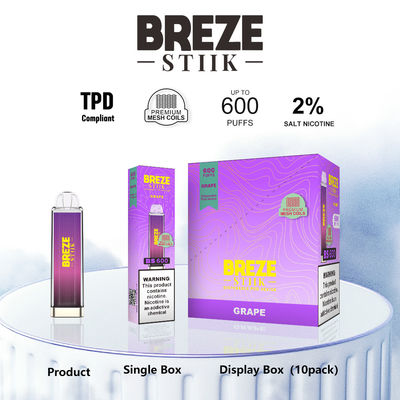 600Puffs Wegwerp Vape Pen met 2% nickel voor Vaping Experience in Display Box