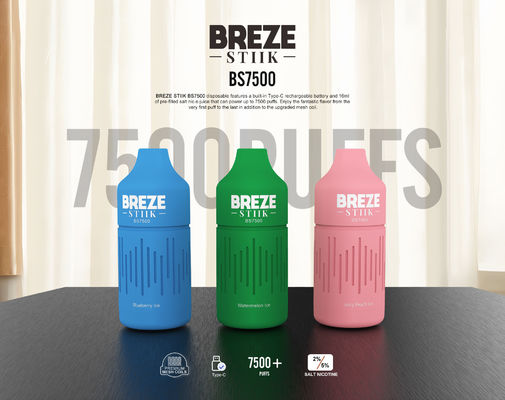 BREZE STIIK BS7500 Eenmalige vape 16 ml Batterij indicator vloeistof indicator